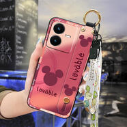 盧盧米（LULUMI）適用VIVO Y22/Y22S手機殼指環(huán)創(chuàng)意青春防塵可愛新 黑色腕帶紅底米奇 vivo y22/y22s