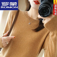 羅蒙（ROMON）特價(jià)秋冬新款韓版羊毛衫絨衫女套頭圓領(lǐng)短款寬松百搭打底衫毛衣 金駝色 M