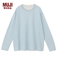 無印良品 MUJI 女式 棉混雙面圓領(lǐng)毛衣 淺藍(lán)色 S
