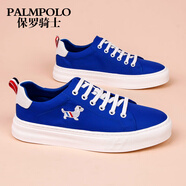 保羅騎士（PALMPOLO）男鞋2025新款潮流百搭板鞋輕奢一腳蹬懶人休閑冰絲帆布鞋 藍(lán)色 38