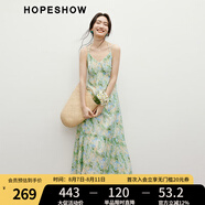 紅袖油畫感碎花雪紡連衣裙2025夏季新款女裝【綠野幽光】V領(lǐng)吊帶裙 花園綠305 XL