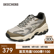 斯凱奇（Skechers）新款男款運(yùn)動鞋戶外復(fù)古潮流百搭厚底舒適老爹鞋時尚休閑鞋 灰色/橄欖色/GYOL 39.5