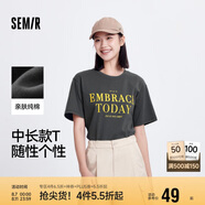 森馬短袖t恤女中長款純棉休閑風(fēng)夏季寬松字母套頭衫101324100004