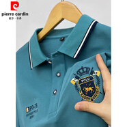 皮爾卡丹（pierre cardin）品牌純棉長(zhǎng)袖t恤男士翻領(lǐng)刺繡polo保羅衫中青年春秋季上衣體恤衫t 916藍(lán)色 M -建議90-110斤