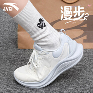 安踏（ANTA）女鞋運動(dòng)鞋子女春夏新款漫步跑步鞋防滑耐磨休閑鞋輕質(zhì)回彈旅游鞋 象牙白/淺霧灰 37.5