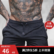 GEKM新款速干運(yùn)動短褲男士馬拉松跑步田徑三分褲健身深蹲短褲子 黑色(黑logo) XXXL【建議155-170斤】