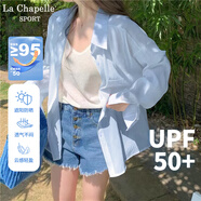 La Chapelle Sport拉夏貝爾防曬襯衫女夏季冰絲速干涼感休閑百搭透氣寬松薄款襯衣女 藍(lán)色(空白) M /165(推薦105-125斤)