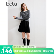 百圖betu女裝秋季新款毛針織衫圓領(lǐng)通勤舒適針織開(kāi)衫女2408T18 深灰 L