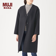 無印良品（MUJI）女式 羊毛混 雙面大衣 毛呢外套 秋冬簡約風外衣W9AD225 深海軍藍 L 165/88A