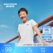 斯凱奇（Skechers）男女運(yùn)動(dòng)休閑舒適T恤速干圓領(lǐng)寬松短袖衫戶外運(yùn)動(dòng)健身短袖 女款-亮白色/0019 S