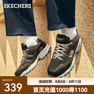 斯凱奇（Skechers）新款復(fù)古行跡系列戶外綁帶運動鞋子時尚百搭潮流耐磨防滑 棕色/黑色/BRBK 42.5
