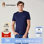 Hush Puppies暇步士男裝夏季男士純色圓領(lǐng)短袖T恤 深藍(lán)-085 S