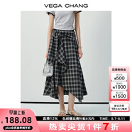 VEGA CHANG半身裙女2025年夏季新款美式休閑學(xué)院風(fēng)小眾設計感高腰格紋裙褲 黑白格紋（長(cháng)裙） M
