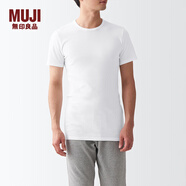 無(wú)印良品（MUJI）男式無(wú)側(cè)縫天竺編織圓領(lǐng)T恤2件裝25年夏季男士男款短袖打底衫背心 白色 FA13CC5S M （170/92A）