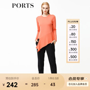 PORTSPorts寶姿女裝 新品不規則下擺純色長(cháng)袖毛衣LV9K418DXF003 橙色 M