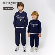 Teenie Weenie Kids小熊童裝25年新款秋男女童寶寶貼布繡字母衛衣 藏青色 90cm