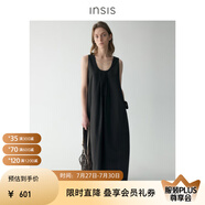INSISFEMME棉質(zhì)2025夏季款前后兩穿蛋形長裙無袖塔克褶連衣裙女 慕尼黑 L