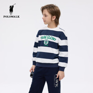 POLOWALK童裝男童圓領(lǐng)衛衣2025年春季新品美式休閑時(shí)尚套頭衫BWTW512A0071 白色 110