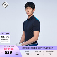 金林德伯格（J.Lindeberg）商場同款夏季新款彈力GOLF透氣撞色運(yùn)動(dòng)polo衫翻領(lǐng)T恤男進(jìn)口 深黑藍(lán)-PAF S
