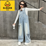G.DUCKKIDS女童背帶褲套裝2025春秋新款時(shí)尚蝴蝶印花休閑寬松牛仔褲女大童 單件打底衫 120 cm