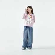 棵初2025年秋季新款親子中大女童櫻桃蛋糕毛衣寬松落肩淺色上衣