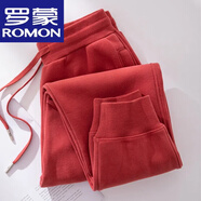 羅蒙（ROMON）品牌女裝墨綠色運(yùn)動(dòng)褲女加絨衛(wèi)褲女冬季新款韓版秋冬女裝休閑加厚 A1111紅色【加/絨】+女裝十大品牌 L 3x【建議155-175斤】+女裝十大品牌