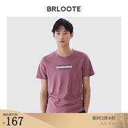 Brloote/巴魯特短袖T恤男棉時(shí)尚休閑上衣夏季圓領(lǐng)印花體恤衫 灰紅 165/88A