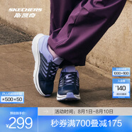 斯凱奇（Skechers）暮光鞋丨2025新品運動跑鞋男女款高回彈輕質(zhì)吸震綁帶休閑鞋 海軍藍色/薰衣草色/NVLV 36