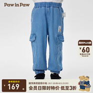 PawinPaw卡通小熊童裝2025年春夏新款男寶寶寬松休閑牛仔褲工裝褲 Indigo牛仔藍(lán)色/55 120 cm