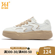 361度女運動鞋秋季新款361度女板鞋 羽毛白/杏茶色 35