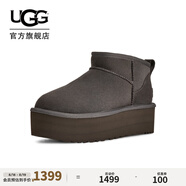 UGG冬季女士七夕甄選經(jīng)典迷你純色厚底保暖休閑短筒雪地靴1135092 CHRC | 炭灰色 37