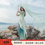 生活在左冰淇淋襯衫女裝春夏新款原創(chuàng)不規(guī)則設(shè)計輕盈無齡感空調(diào)真絲衫上衣 抹茶刨冰 XL