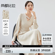 尚都比拉赫本風(fēng)小黑裙女氣質(zhì)優(yōu)雅設(shè)計(jì)感小眾秋冬連衣裙 杏色 L 