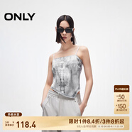 ONLY2025春季新款牛仔印花不規(guī)則下擺設(shè)計短款吊帶女|125151008 H0Z牛仔吊帶印花灰色 L