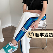 幻黛（HUANDAI）運(yùn)動(dòng)褲女秋季新款寬松高腰束腳哈倫褲休閑九分衛(wèi)褲子 秋季款-白色8811 2XL