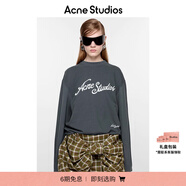 Acne Studios【七夕禮贈(zèng)】 男女同款 寬松簡(jiǎn)約AS徽標(biāo)刺繡印花長(zhǎng)袖T恤CL0339 褪色灰色 XS