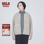 無(wú)印良品（MUJI）女式  長(cháng)毛抓絨 夾克 短款外套女  簡(jiǎn)約風(fēng) BB2NSA3A 淺灰色 M(160/84A)