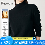 帕羅（PALUOPO）女半高領(lǐng)彩點夾花休閑個性提花秋冬保暖毛衣女長袖針織 黑色 M (100碼)