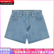 李維斯（Levi's）Levis 純色高腰直筒牛仔短褲 女款 藍(lán)色 藍(lán)色 27
