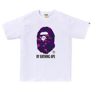 A BATHING APE男士拼色迷彩印花休閑短袖T恤 white / purple 均碼 |S