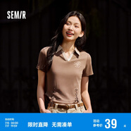 森馬（Semir）POLO衫女短款設(shè)計(jì)感綁帶辣妹夏季修身印花上衣小心機(jī)101324115001