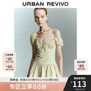 UR2025春季新款女甜美波嬉風碎花拼接花邊連衣裙UYY750035 米黃印花 M