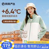 網(wǎng)易嚴(yán)選【斷碼特賣】搖粒絨外套沖鋒衣內(nèi)膽抓絨衣防風(fēng)夾克城市輕戶外 [24秋]搖粒絨(短絨)-薄荷綠拼接女 L