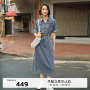 伊芙麗（eifini）伊芙麗POLO領(lǐng)時(shí)尚工裝風(fēng)可調(diào)節(jié)袖口設(shè)計(jì)牛仔連衣裙女2024春裝新款 牛仔藍(lán) 155/80A/S