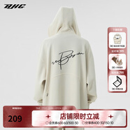 BJHG不計(jì)后果春秋簡(jiǎn)約刺繡加絨開衫連帽衛(wèi)衣男潮牌歐美風(fēng)寬松情侶外套 白色 M