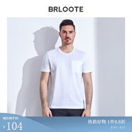 Brloote/巴魯特t恤衫男夏季新品簡約百搭圓領(lǐng)純棉休閑短袖體恤 白色 165/88A