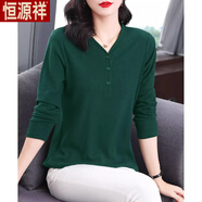 恒源祥2025秋冬新款羊毛衫女中年媽媽大碼胖mm中長款寬松羊毛絨衫上衣服 墨綠色-旗艦款 L 【建議105-120斤】