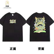 慶友穆祉丞同款衣服夏日田野小怪獸TF家族短袖國潮情侶款潮牌寬松t恤 TF穆祉丞怪獸(黑色) XS 70至90斤150左右