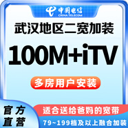 中國電信（CHINA TELECOM）武漢電信加裝第2條寬帶電信融合100M辦理光纖視訊 【武漢199檔以上融合】100M寬帶+天翼高清 下單請留言（身份證號、姓名、聯(lián)系電話）