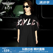 BOY LONDON【公主日記】連衣裙潮流時(shí)尚燙鉆字母印花黑色T恤裙W17003 黑色 XS